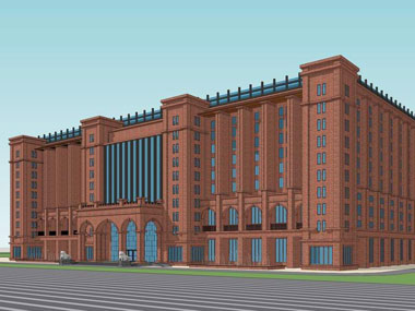 草圖大師辦公類模型23：紅磚圖書館建筑模型